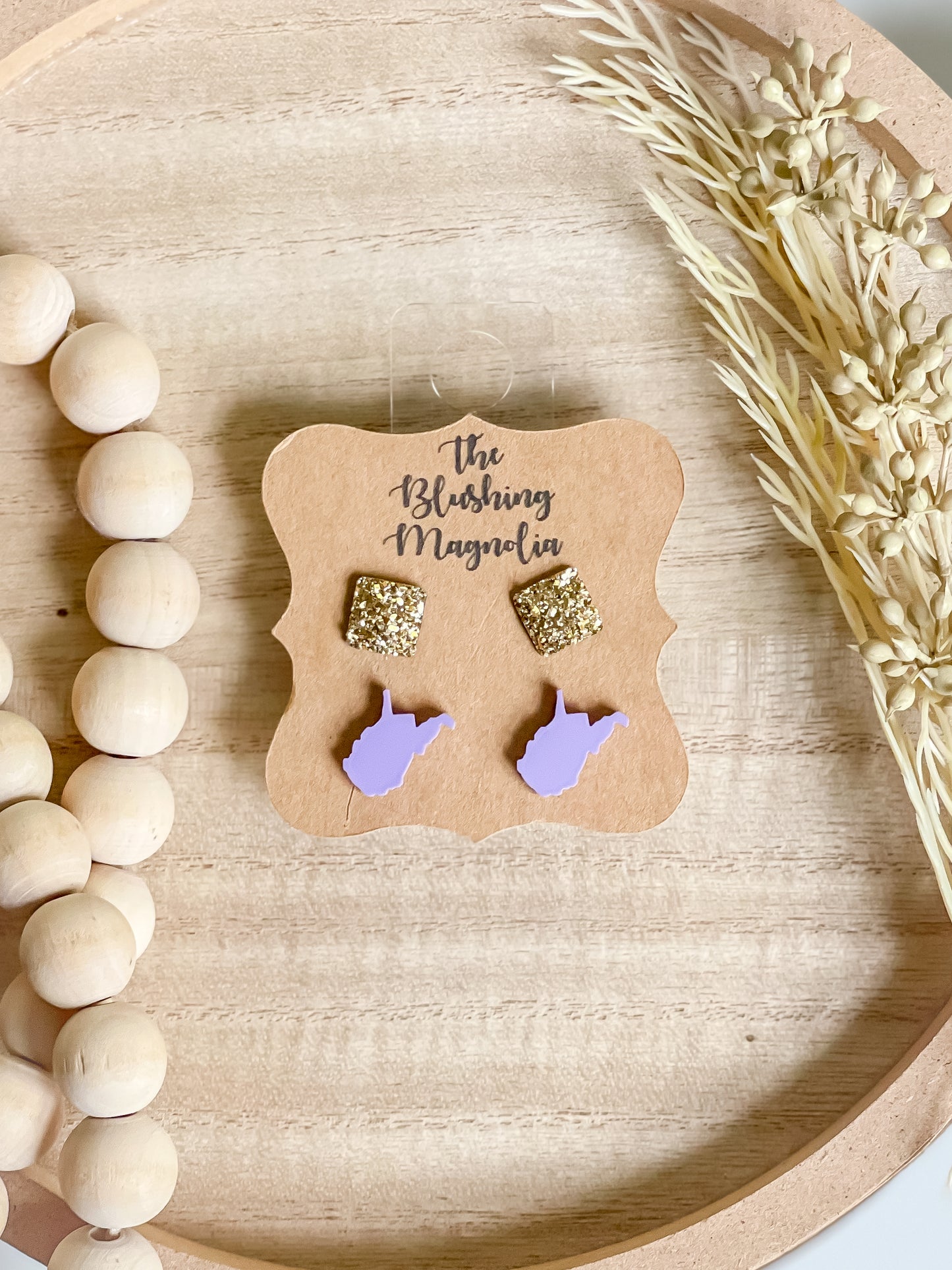 Lavender + Gold Druzy Studs