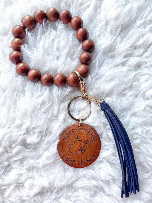 304 West Virginia Keychain + Blue Tassel (Pack of 5)