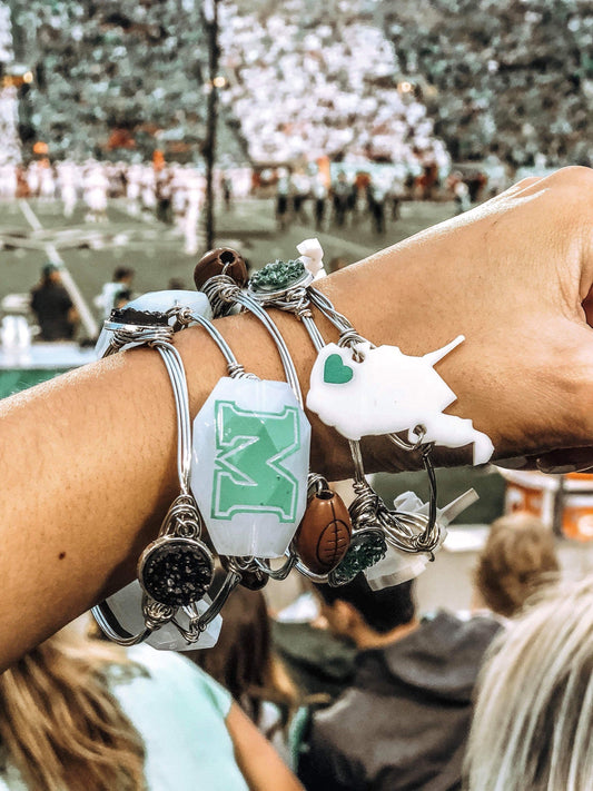 3 Pack of Marshall University Football Wire Wrapped Bangle Set (15 Bangles Total)